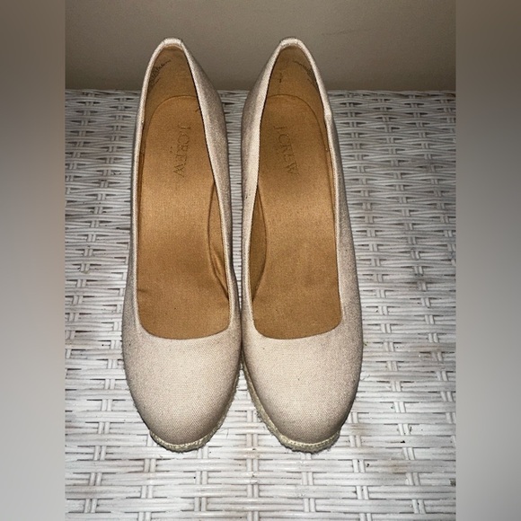 NWOB     J. Crew Tan Espadrille Wedges with Cushioned Footbed - Picture 3 of 10